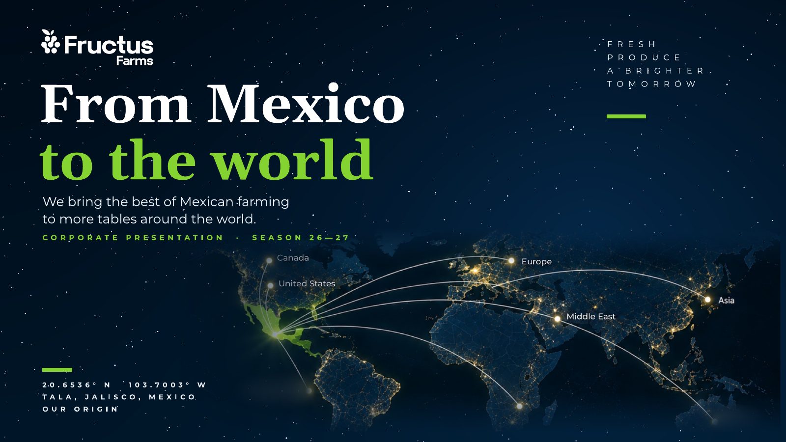 Fructus Farms, De México al mundo, lámina 1